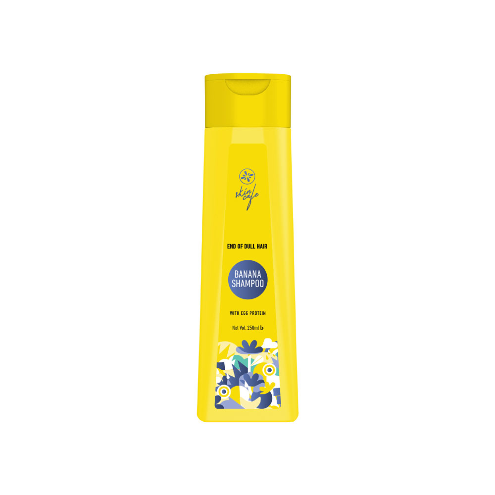 Brief Description Skin Cafe Banana Shampoo harnesses the power of vitamin-enriched banana and nutrient-rich egg protein to leave hair nourished from root to tip and strengthen the hair stands, as well as diminish hair fall, leaving your hair healthy and soft. MADE IN BANGLADESH Barcode: 944000579185