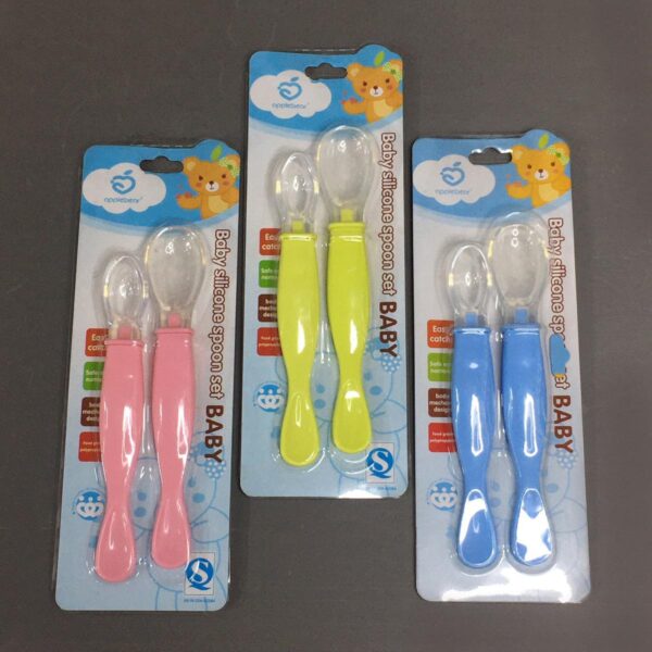 Apple Bear Baby Silicone Spoon Set