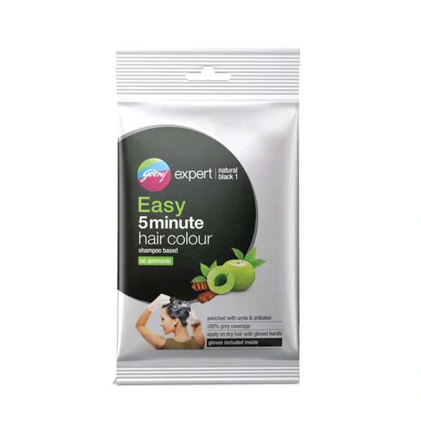 Godrej Expert Easy 5 Minute Shampoo Based Hair Colour 18 ml (Black) Size: 18ml