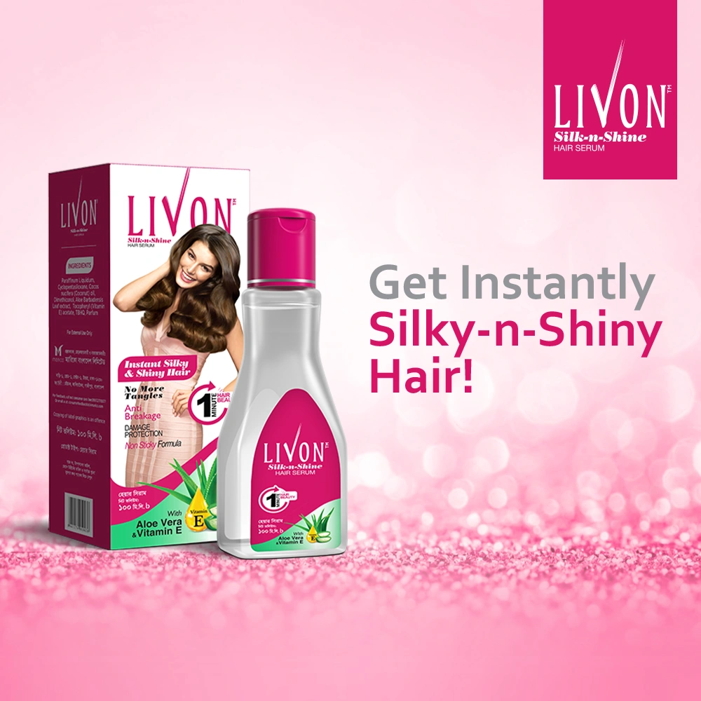 Livon Hair Serum with Argan Oil & Vitamin E for Women & Men, For Frizz Free, Smooth & Glossy Hair, Moisturizes & Detangles Hair, All Hair Types, 18 ml