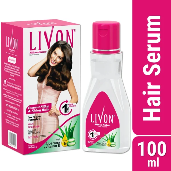 Livon Hair Serum with Argan Oil & Vitamin E for Women & Men, For Frizz Free, Smooth & Glossy Hair, Moisturizes & Detangles Hair, All Hair Types, 100 ml