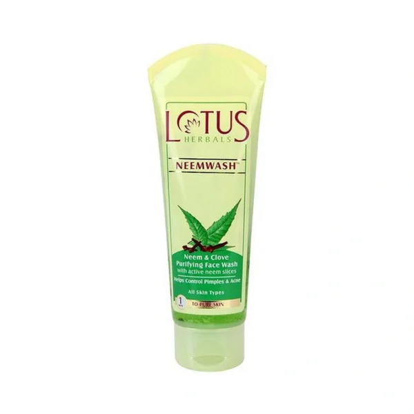Lotus Herbals Neemwash Neem & Clove Purifying Face Wash with active neem slices Size: 120ml