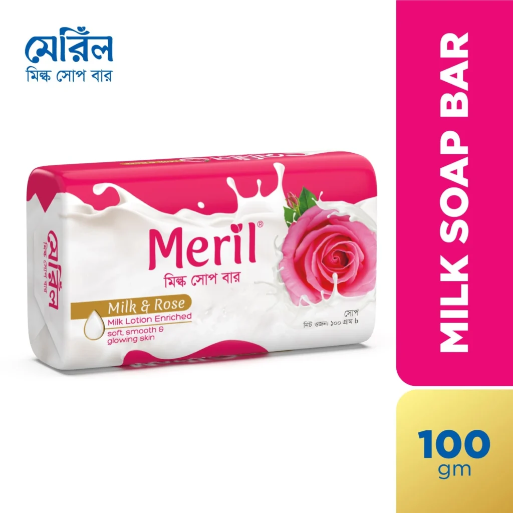 Meril Milk & Rose Soap Bar ( 5 TAKA OFF ) Size: 100gm