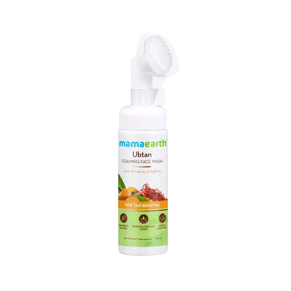 Mamaearth Ubtan Foaming Face Wash with Turmeric and Saffron for Tan Removal Size: 150ml