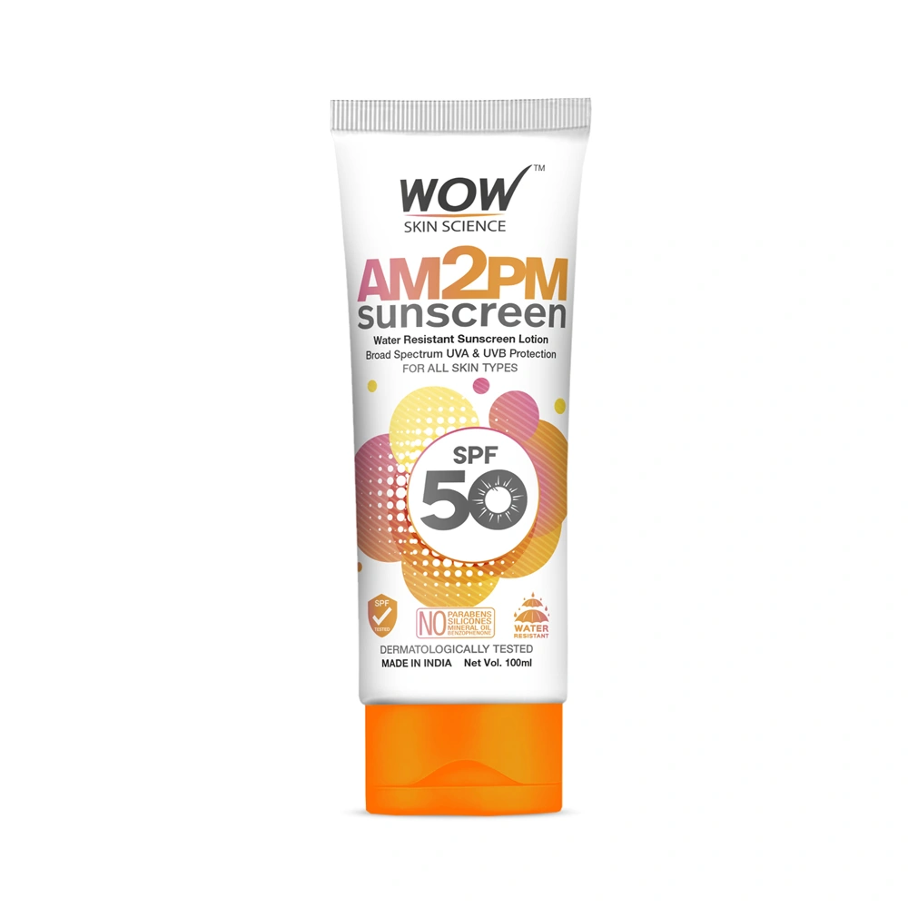 Wow Skin Science Water Resistant Sunscreen Am2Pm Spf-50 Lotion Size: 100ml